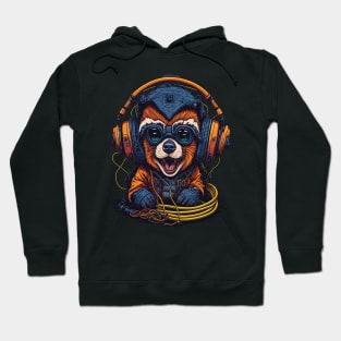 Funny Racoon Wearing Headphones, Dj Music Racoon Lover Hoodie